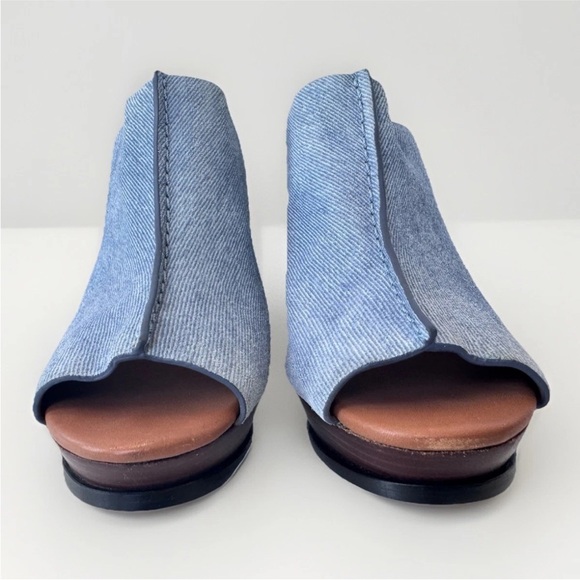 SEE BY CHLOE Clog Blue Denim Platform Slip On Mule Heel Sandals Size 39.5 - Picture 5 of 10